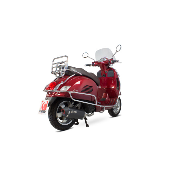 Scorpion Exhaust Vespa GTS125 (Euro 4) 2017 - 2019 Serket Parallel Full System Black Ceramic Coated Sleeve